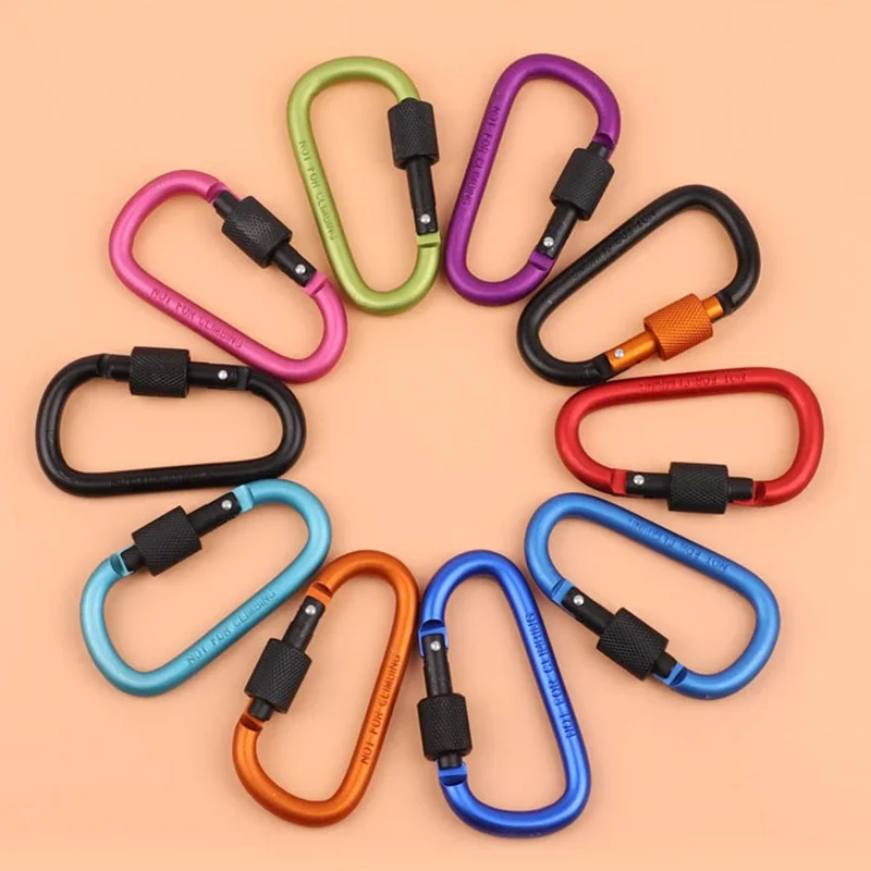 Random Color Aluminium Alloy Carabiners Camping Safety Buckles Outdoor Sports Bottles Backpack Keychain Button Hiking Hooks #8