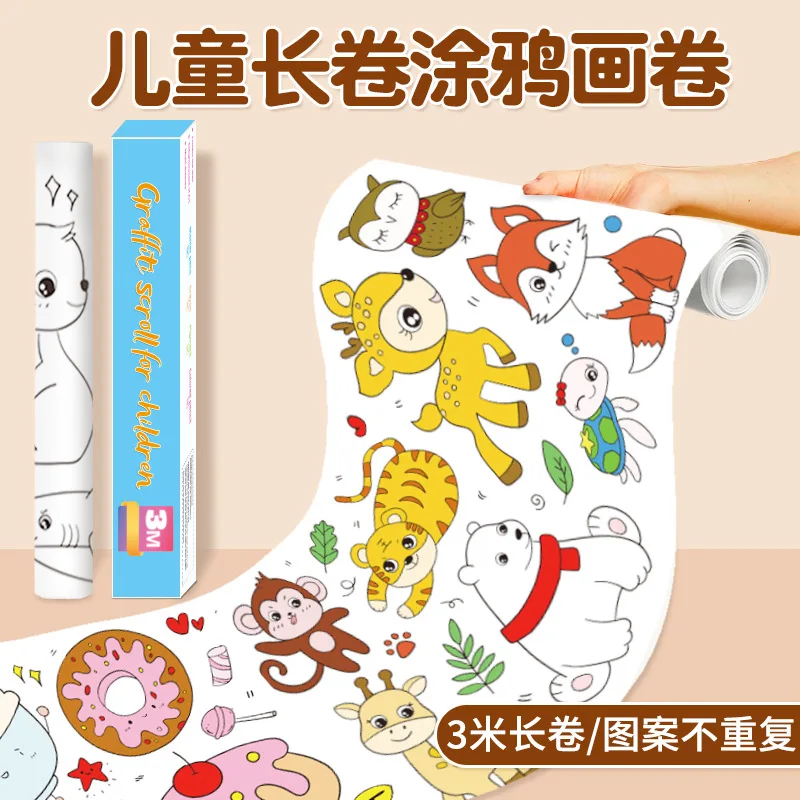 3m Huge Graffiti Painting Paper Creative Hand-colored Canvas Can Be Attached To The Wall Without Dirty Wall Graffiti Scroll