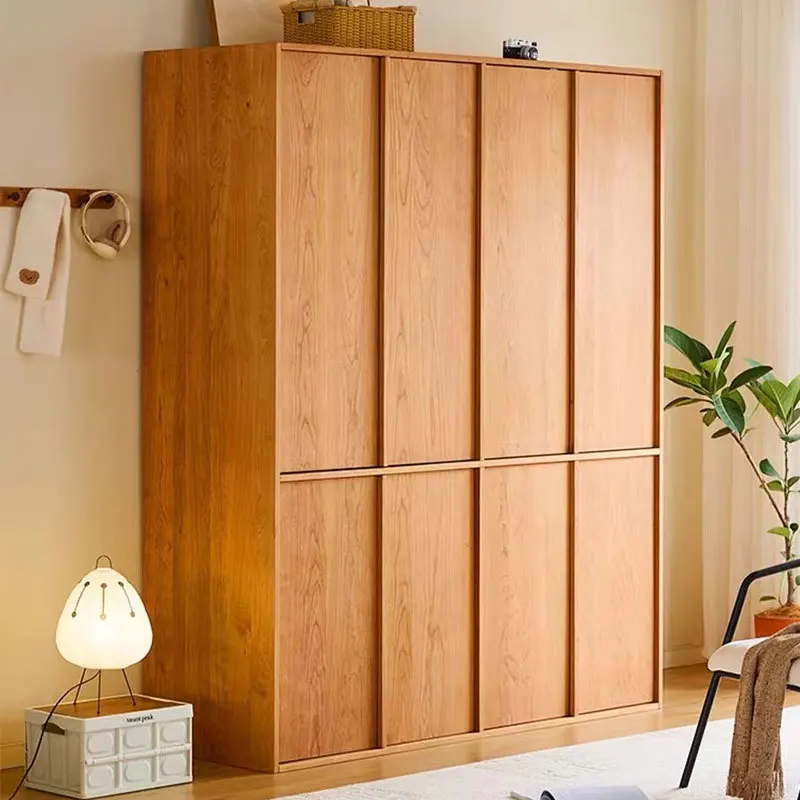 사용자 정의 가능한 북미 체리 나무 옷장 간단한 뼈 라인 일본 가구 보관함