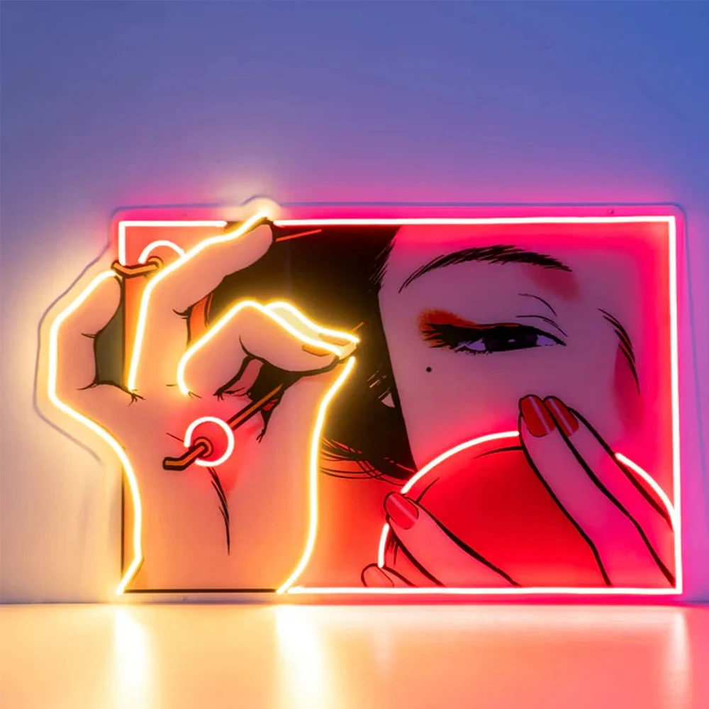 

Women Neon Sign UV Print Art Cartoon Led Neon Light Comic Book Home Decor Wall Hanging Pop Art Bar Beauty Salon Wall Decor