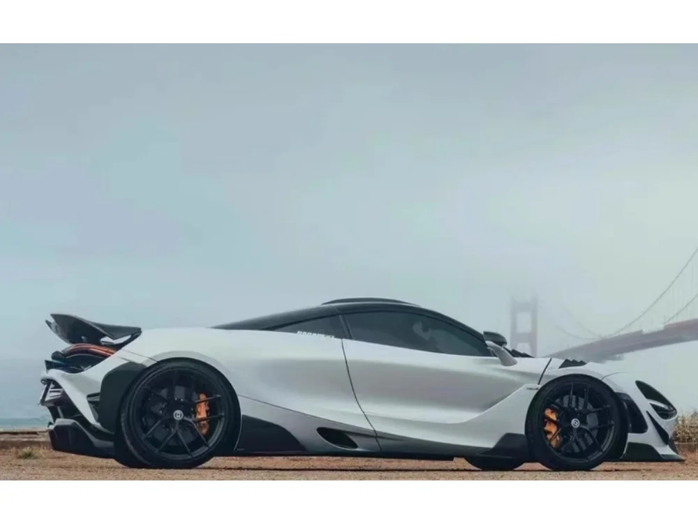 R-style ألياف الكربون الجافة الجبهة الشفاه الخلفية الشفاه الجانب تنورة الخلفية سبويلر قطعة من نسيج طقم الجسم ل ماكلارين 720S