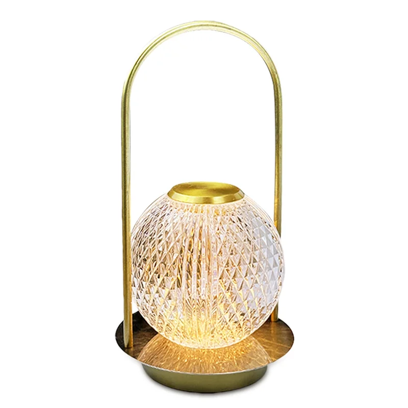 ABKO-Cordless Crystal Table Lamp LED Touch Control, USB Rechargeable With 3 Light Colors For Bars And Restaurants