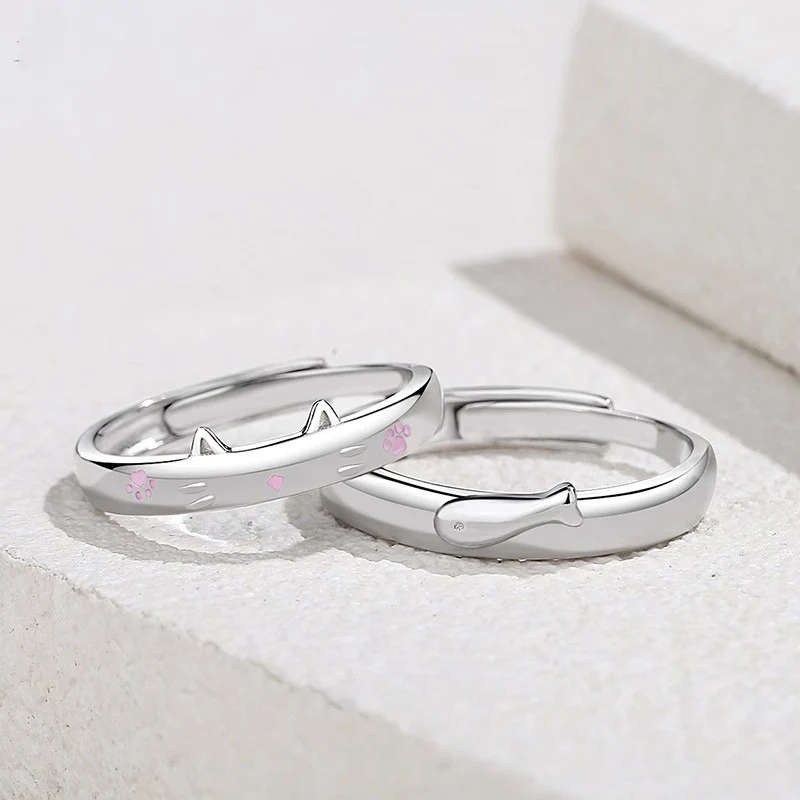 

Новое кольцо для пары кошек и рыб, милое мультяшное кольцо на указательный палец, модные розовые кольца в виде кошачьей лапы для мальчиков и девочек, подарок на День святого Валентина KOFSAC