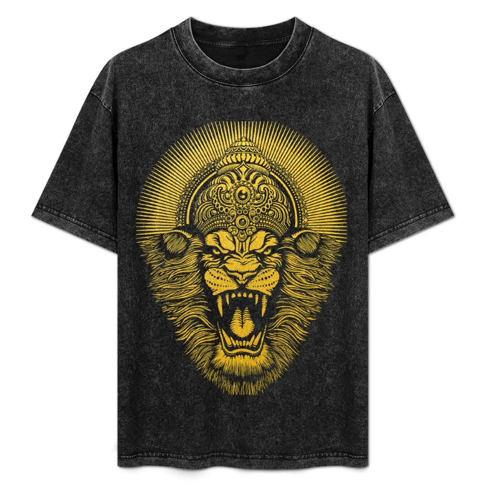 

Narasimha in Gold T-Shirt Casual Loose Fit Summer Tee Shirt
