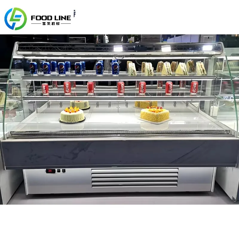 2025 المصنع مباشرة عرض كعكة المخابز التجارية مبرد باب زجاجي مخبز المعجنات كعكة عرض