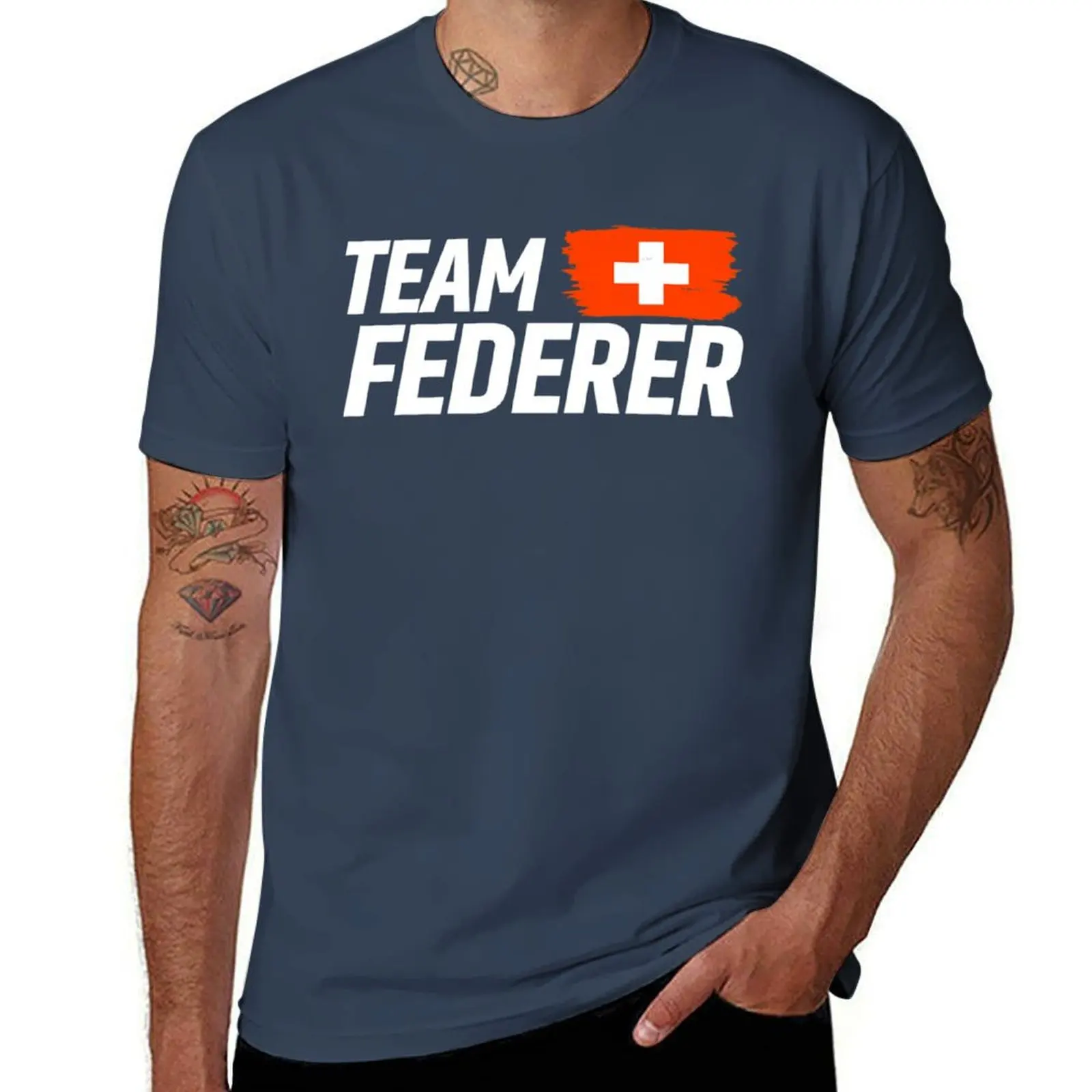 

Team Federer Switzerland flag T-Shirt Soft Durable Cotton T-Shirt