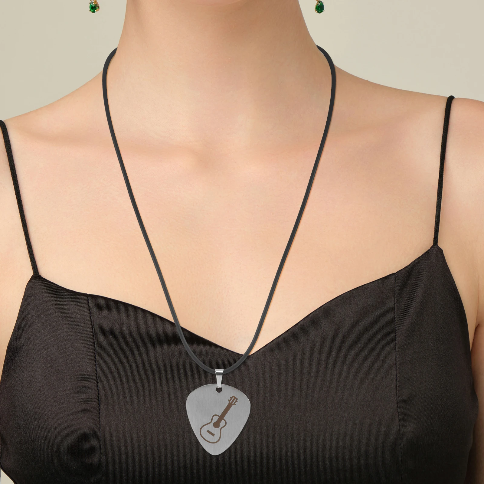 

Guitar Pick Pendant Jewelry Necklace Charm Cool Presents Accessories Steel for Women Holder Man Pendants