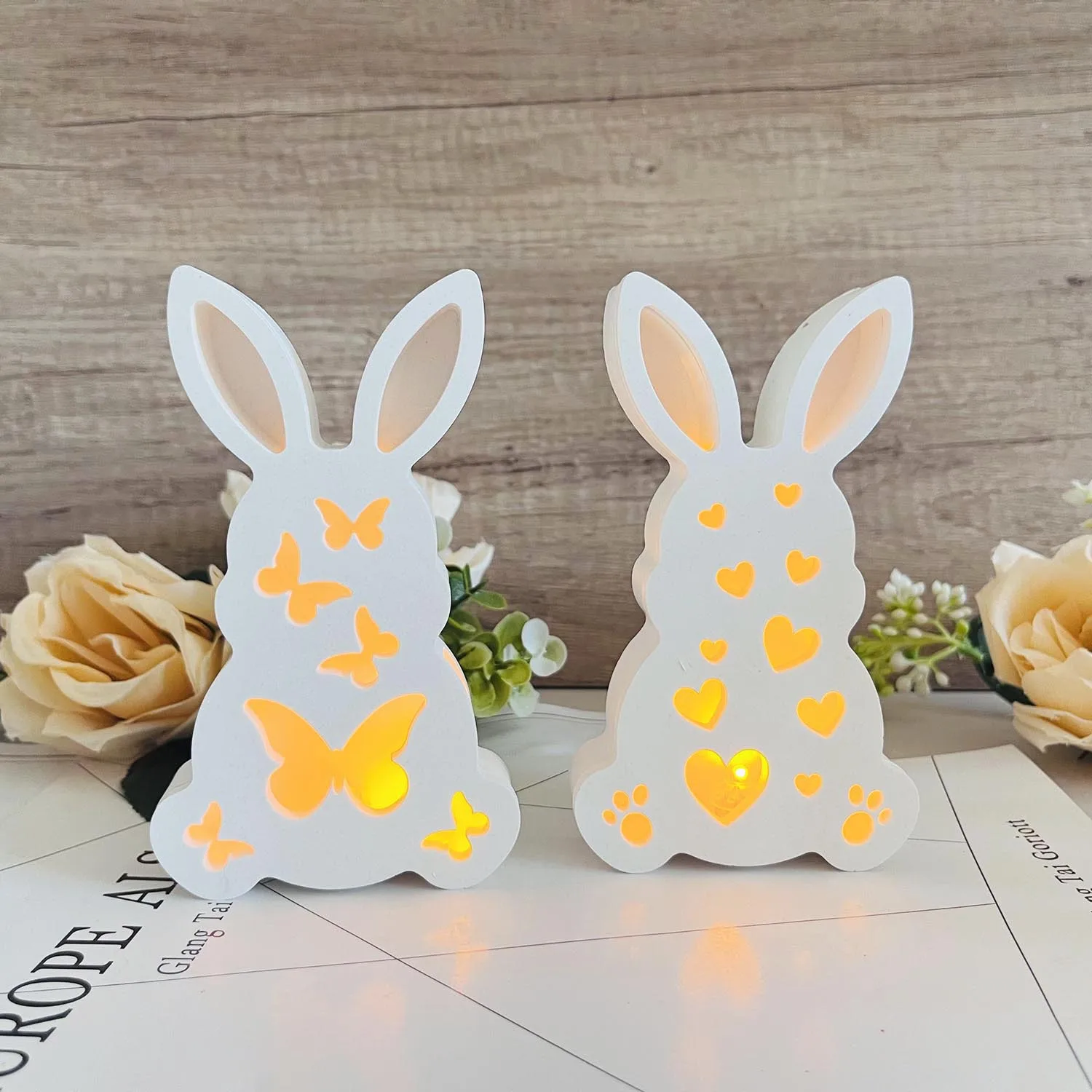 Easter Rabbit Atmosphere Light Silicone Mold Cute bunny Candlestick Holder Gypsum Dropping Mold Festive Home Decor