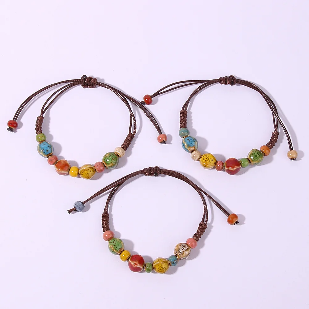 Original Women\'s Bracelets Weaving Hand-Made Ceramic Colorful Porcelain Beads Ladies Bracelet For Female gifts Fashion Trend