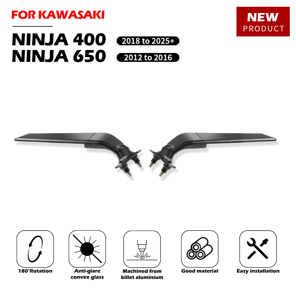 

Зеркала-винглеты Stealth для мотоциклов JTN Ninja 250 300 400 650 2012-2023, регулируемые, поворотные, для KAWASAKI NINJA650