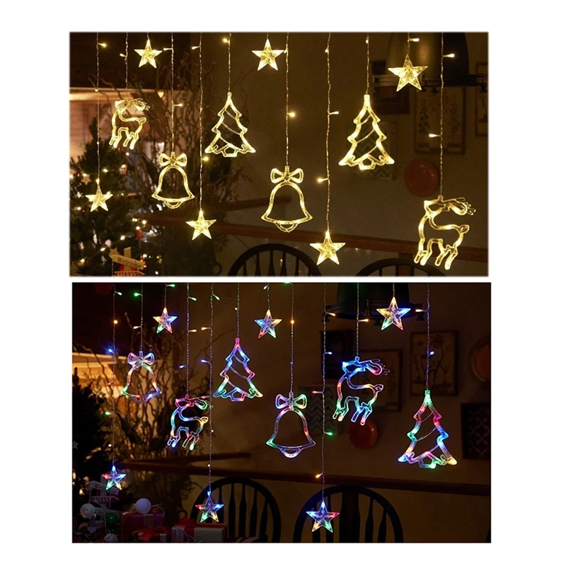 Christmas Moon Star Window Fairy String Lights USB & Battery Powered String Light For Indoor Window Bedroom