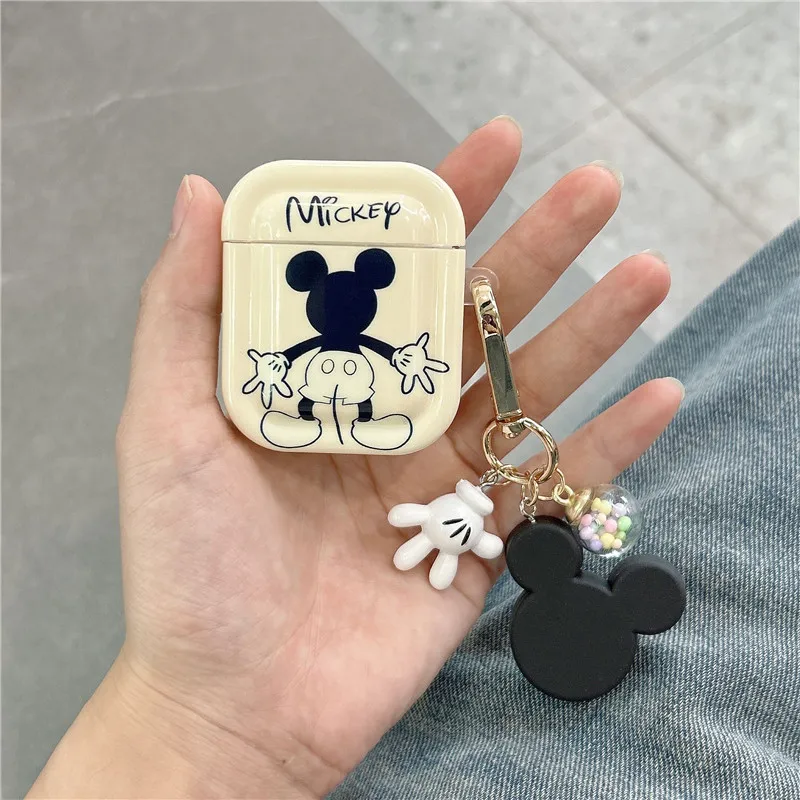 Original Disney Headphone Case For AirPods 1 2 3 Pro Pro2 Wireless Bluetooth Headset Mickey Mouse Cover Earphone Pendant