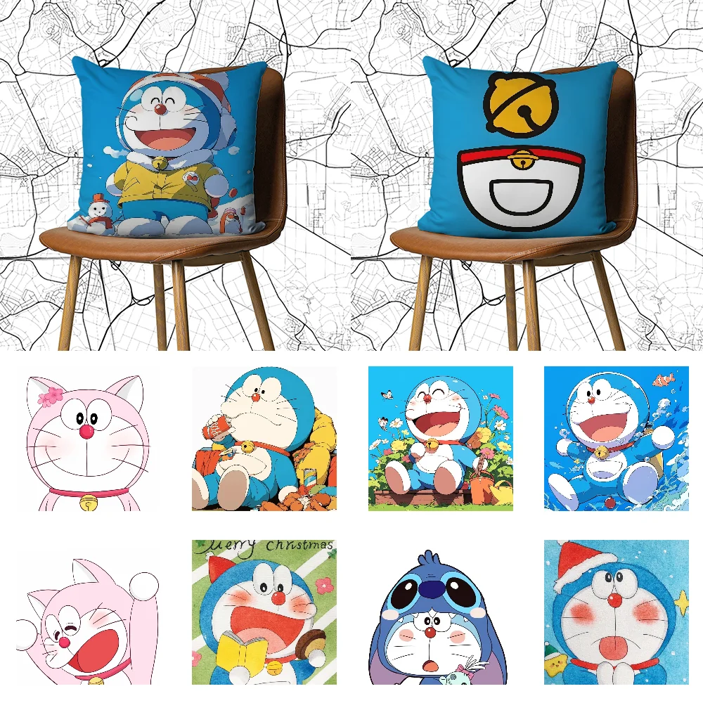 Cartoon D-Doraemon Cute Pillow Case DIY Pillowcase Home Office Decorative Pillowcase Bedroom Sofa Car Cushion Cover 45x45 cm