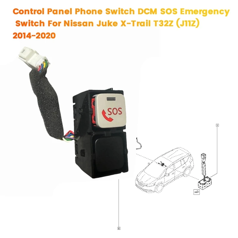 Car Roof Control Panel Phone Switch DCM SOS Emergency Switch 253B0-4CL0A For Nissan Juke X-Trail T32Z (J11Z) 2014-2020