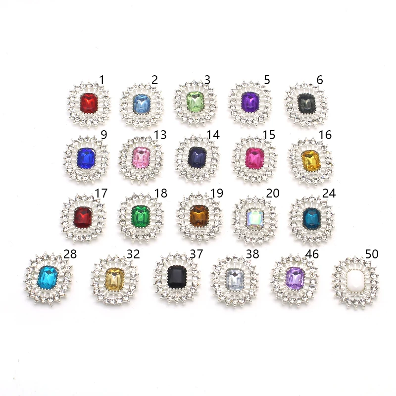 10Pcs 15*20mm Exquisite and Compact Square Rhinestone Alloy Jewelry Accessories Diy Wedding Clothing Hair Accessories Decoration