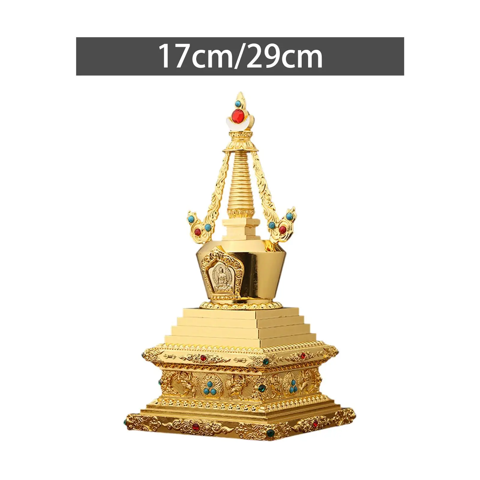 Bodhi Stupa Tower Art Piece Zinc Alloy Pagoda for Office Display