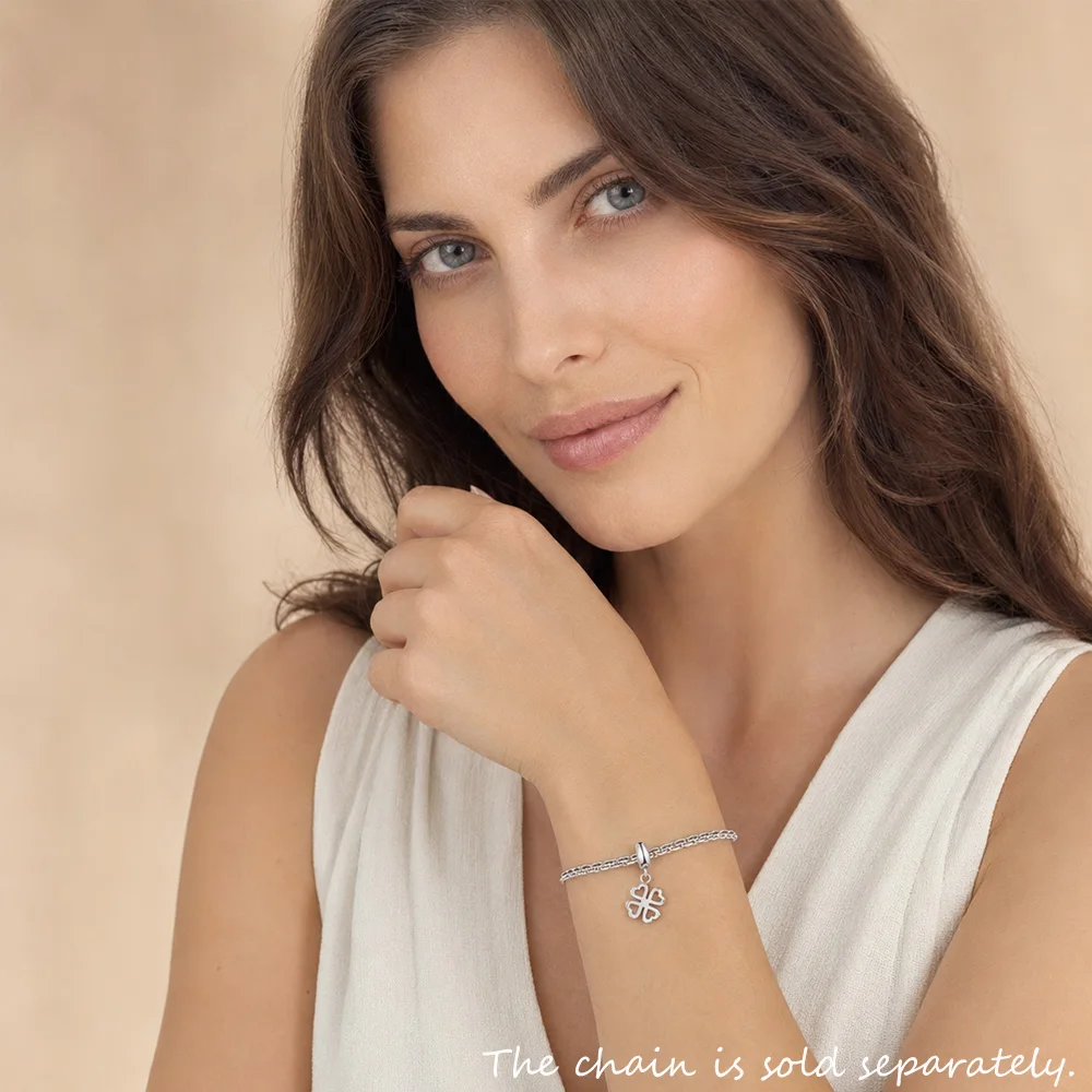 Baumeln Charme Anhänger hohl Klee Kleeblatt Sterling Silber Vintage Glück Geschenk Schmuck Zubehör – Detail 2