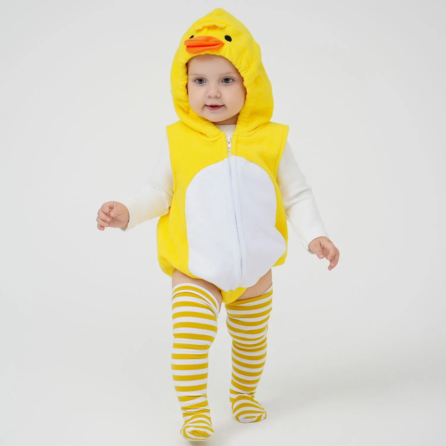 Umorden Easter Yellow Duckling Baby Duck Costume for Baby Infant Boys Girls 0-6M 9M 12-18M Hoodie Sleeveless Bodysuit Stocking