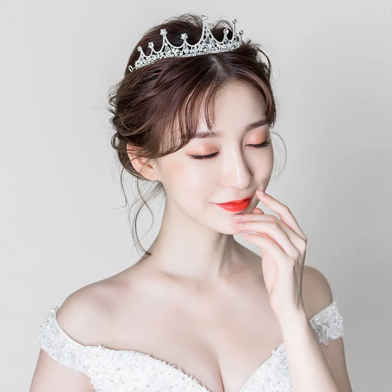 Crystal Silver Tiara Crown Princess Queen jewelry bride headdress bridesmaid hair accessories birthday prom gift image 2