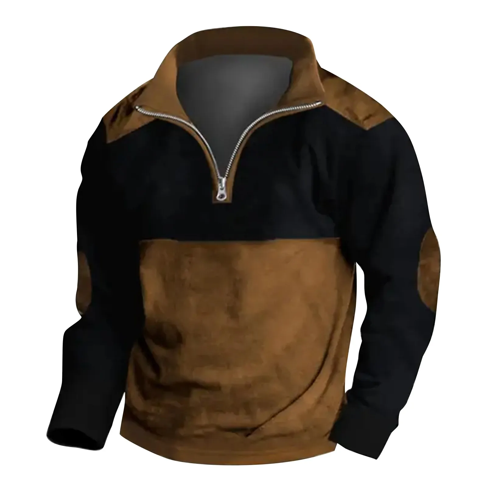 Modische Vintage Herrenbekleidung Lässiger Halbreißverschluss Langarm-Sweatshirt Street-Trend Stehkragen-Oberteil Herbst Übergroße Kapuzenpullover