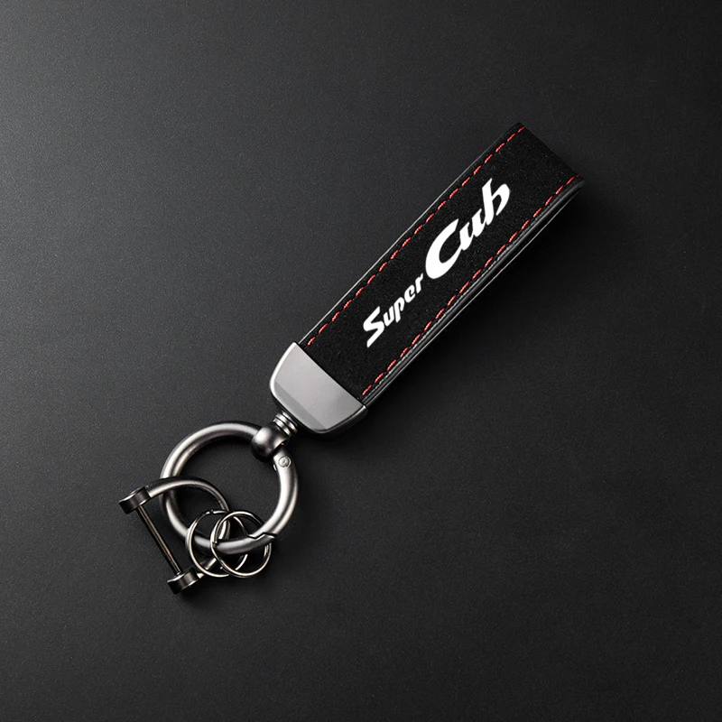 For Honda Super CUB C70 90 110 C125 2025 Accessories High-Grade Leather Suede Keychain Motorcycle Keyring