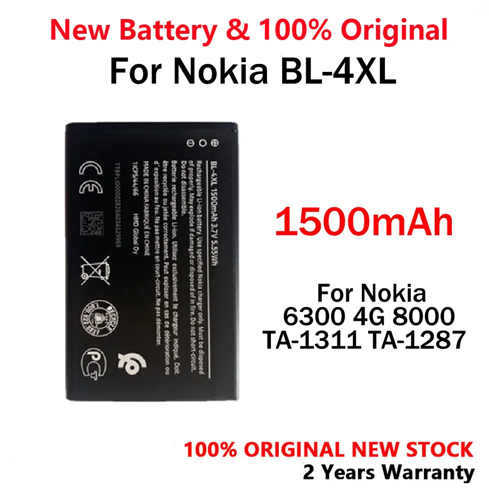 100% Origianl BL-4XL BL4XL BL 4XL Phone Battery For Nokia 6300 4G 8000 TA-1311 TA-1287 1500mAh High Quality Batteries