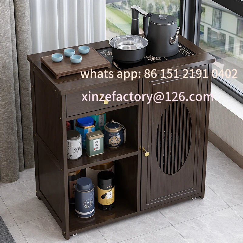 

Customizable Cabinet Table Home Chinese Table Kung Fu Tea Set Small Cart Kettle Integrated Coffee Table Rack