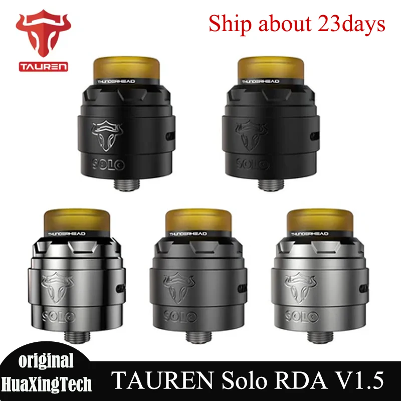 

Оригинальный распылитель ThunderHead Creations Tauren Solo RDA V1,5, диаметр 24 мм, 810, капельный наконечник, одна катушка для резьбы 510 Vape MOD