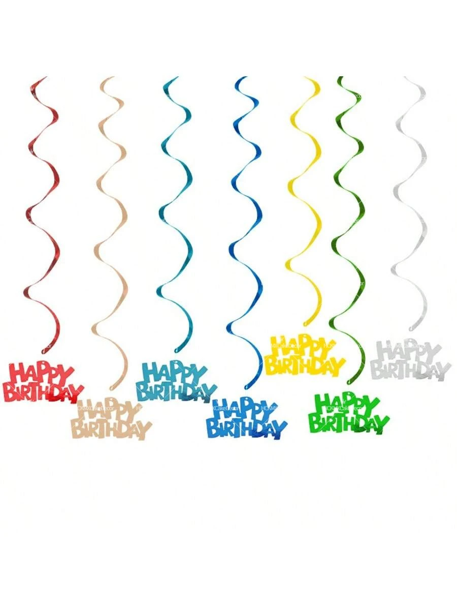 1 Set Happy Birthday Wirbel-Dekorationen Bunte Hängewirbel mit Geburtstagsschildern für Geburtstagsfeiern Girlanden für Erwachsene – Detail 4