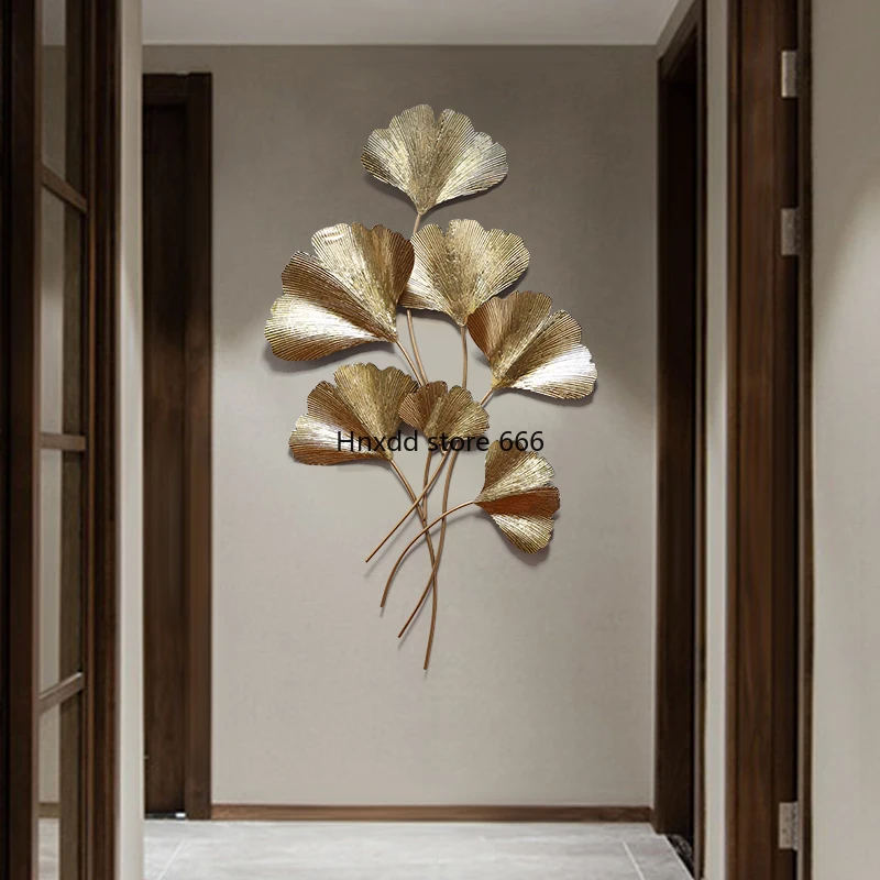 Ginkgo biloba wall decoration wall hanging home light luxury three-dimensional pendant entrance gold wall decoration