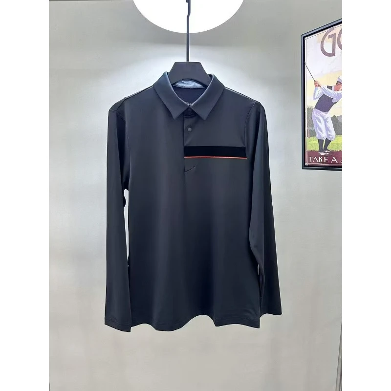 Golf jersey 24 autumn men's lapel elastic quick-drying long-sleeved T-shirt