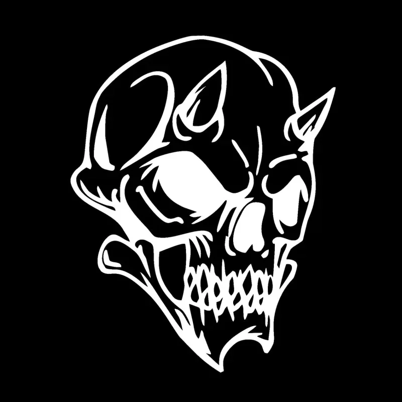 Car Sticker Funny Skull Horn Decoration Car Sticker PVC Motorcycle Bike Decal Graphic Waterproof Sunscreen Black/white,17cm*13cm