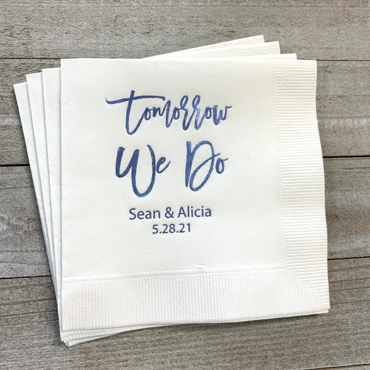 50pcs Personalized Rehearsal Napkins Custom Printed Tomorrow We Do Beverage Luncheon Dinner Guest Towel Napkins