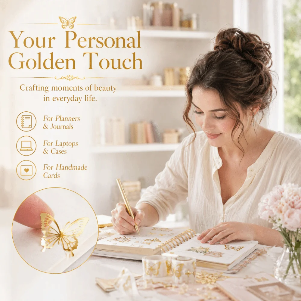 DIY Waterproof Butterfly Stickers Golden Exquisite Golden Butterfly Stickers Cute Gold Foil Gift Stickers Laptop