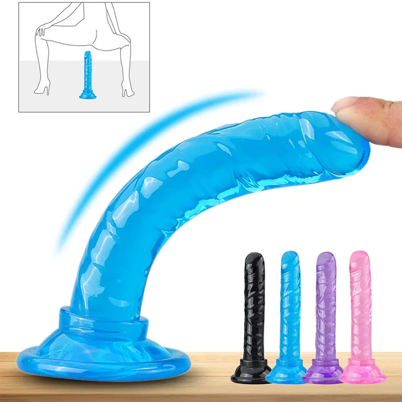 Dildo morbido traslucido realistico Jelly Dildo 5 colori opzione piccolo Dildo simulazione pene Mini Dildo giocattolo giocattoli del sesso per donna