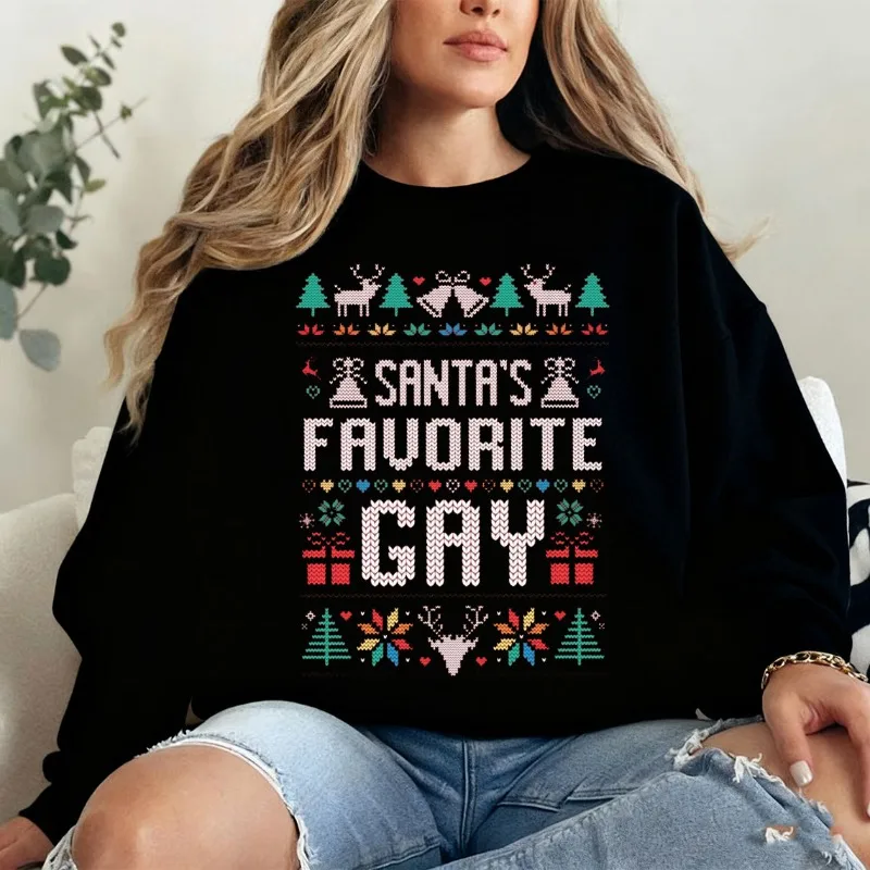 سويت شيرت المفضل للمثليين من سانتا للجنسين - سترة مضحكة لعيد الميلاد القبيحة LGBTQ للخريف والشتاء بغطاء للرأس حراري مريح #2