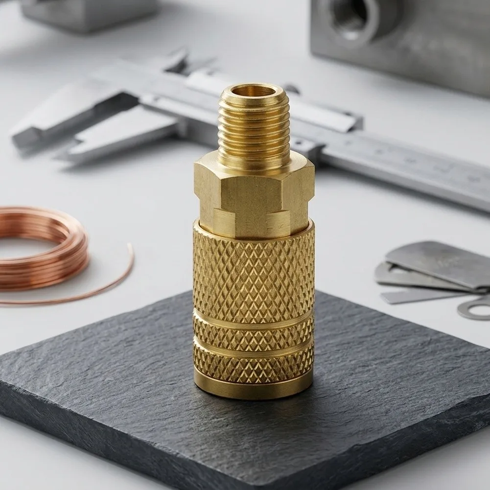 Copper Plated Iron Pneumatic Fitting 1/4 NPT Male Thread for For air Compressor Hose Line Fittings and Pneumatic Equipment