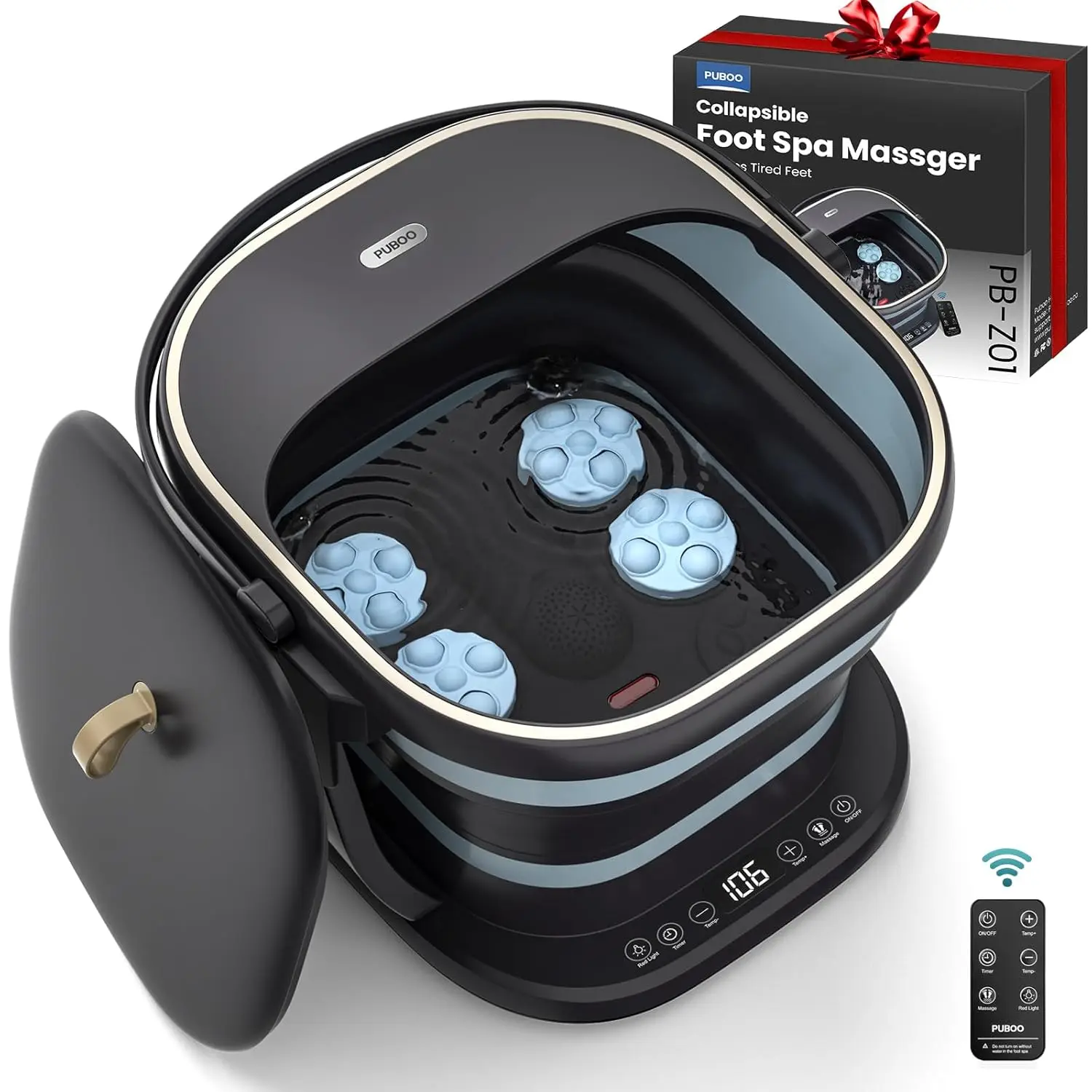 

Collapsible Heated Foot Spa with Massage Rollers, Temperature Control 95-115°F, Fits Men's Size 11