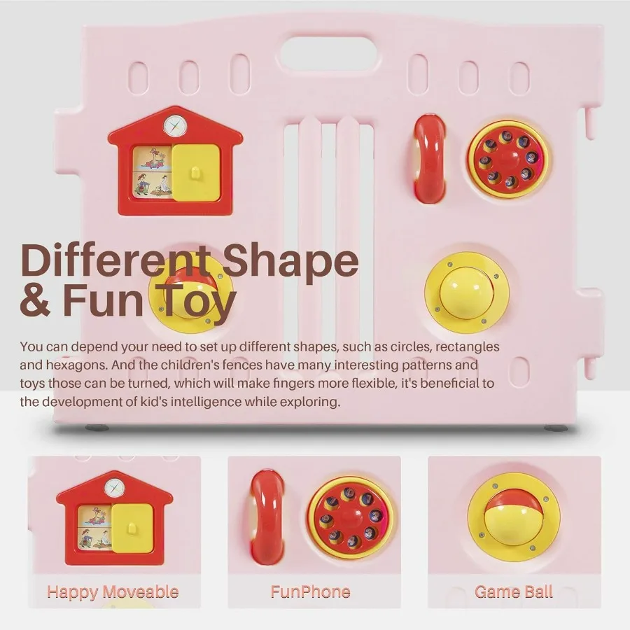 Box interattivo per bambini a 8 pannelli con cancello di sicurezza per i più piccoli Centro giochi per attività per bambini con design anticaduta Certificato ASTM Sa