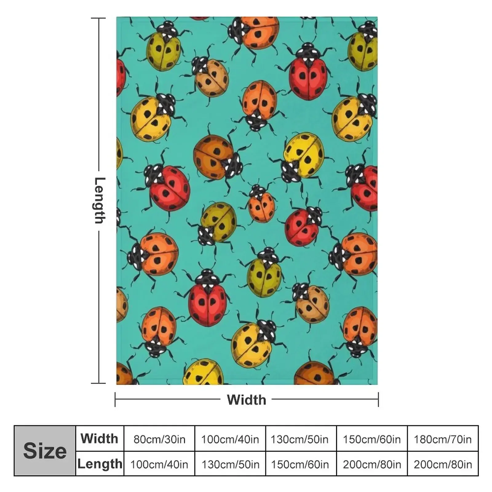 Colorful ladybugs on turquoise Throw Blanket Luxury Throw Custom Stuffeds Blankets