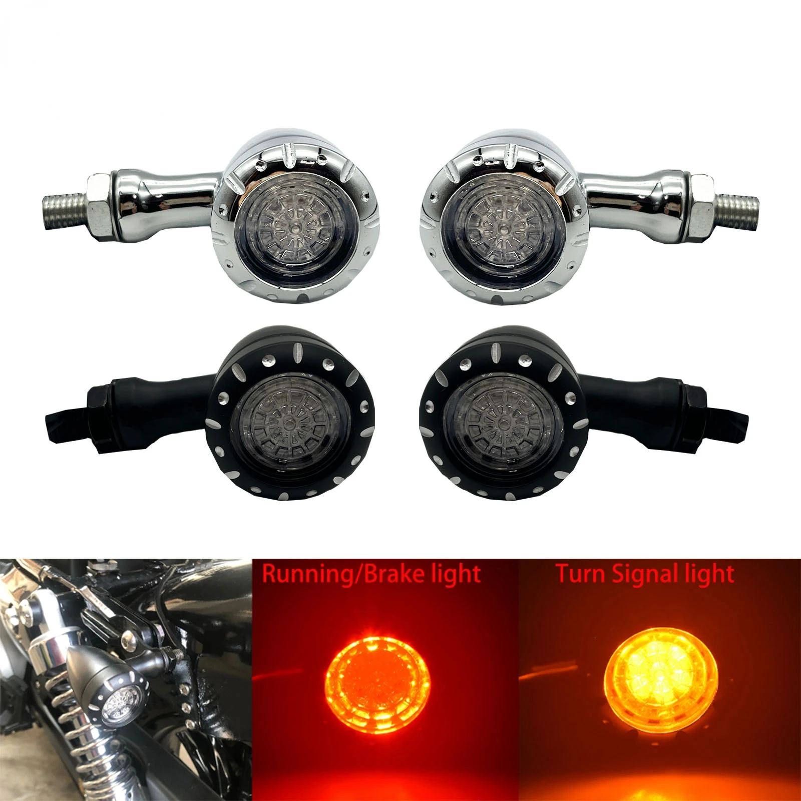 

Motorcycle LED Turn Signals Indicators Flashing Blinker 12V Brake Lights Lamp Fit For Harley Sportster Dyna Cafe Racer Bobber