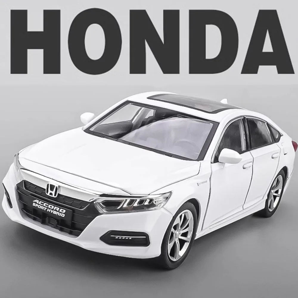 Honda Accord w skali 1:24 Zabawkowe modele samochodów Metalowe odlewy RAV4 Miniaturowe modele Dźwięk Światło Otwarte drzwi dla dzieci Prezenty