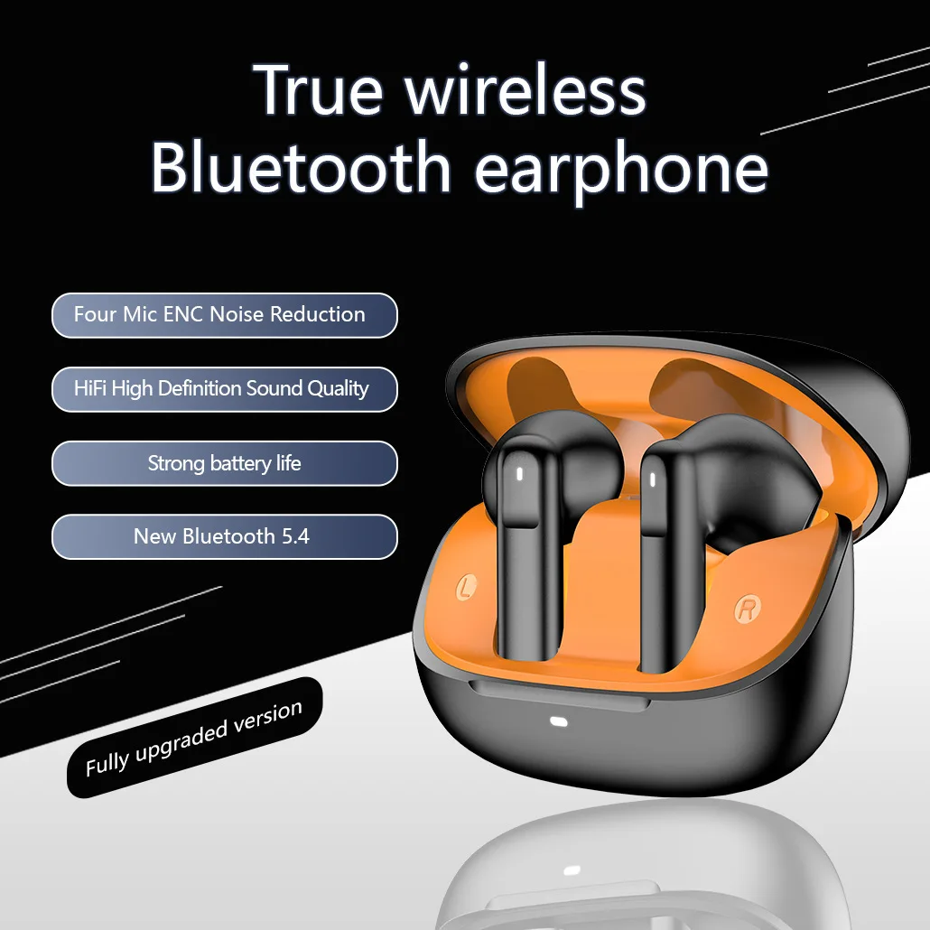 

Wireless Bluetooth Four-Mic ENC Noise Reduction Earphones HiFi High Definition Sound Quality Earpod Support Siri Voice Assistant