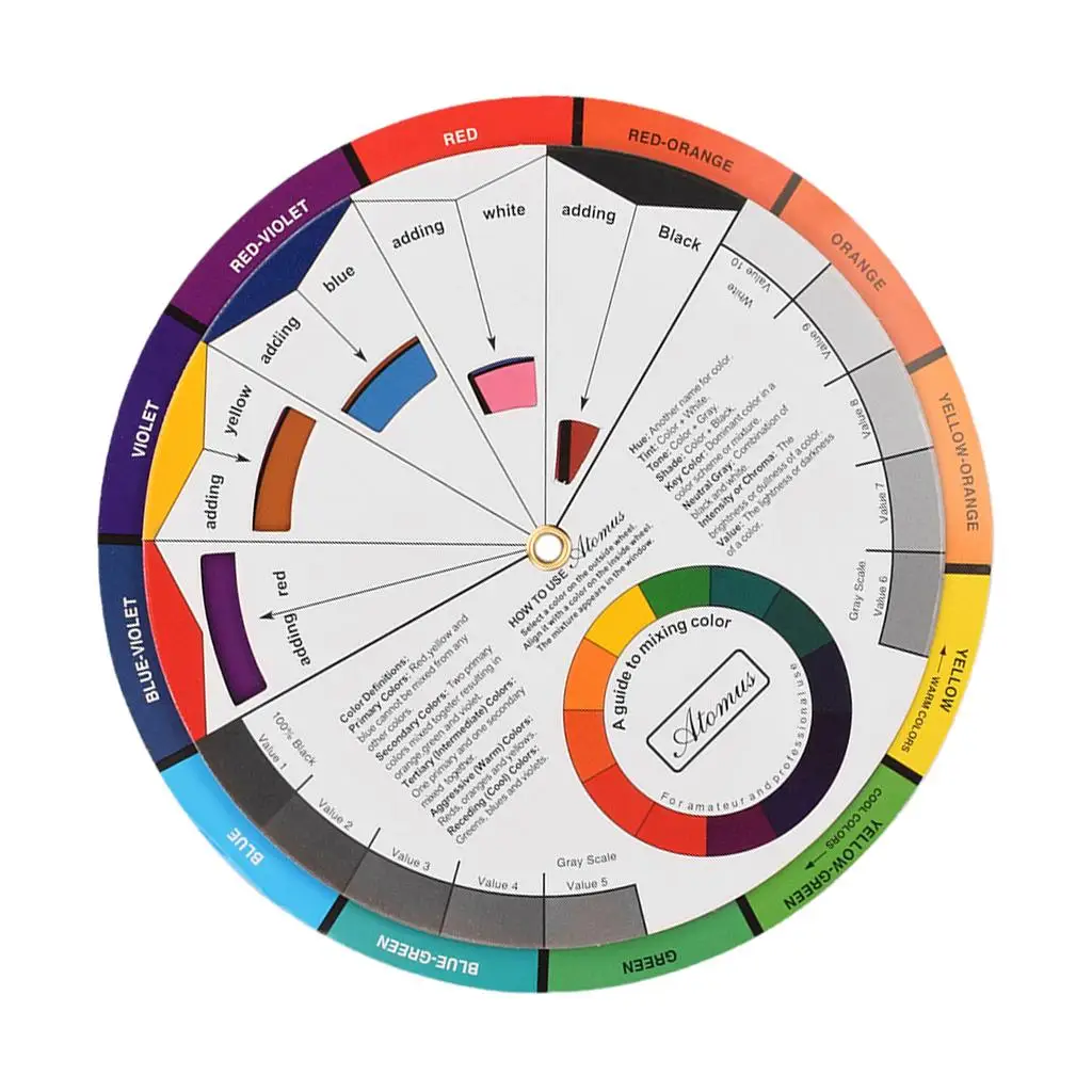 Color Mixing Guide Wheel for Makeup Nail Art Pigment Blending Palette