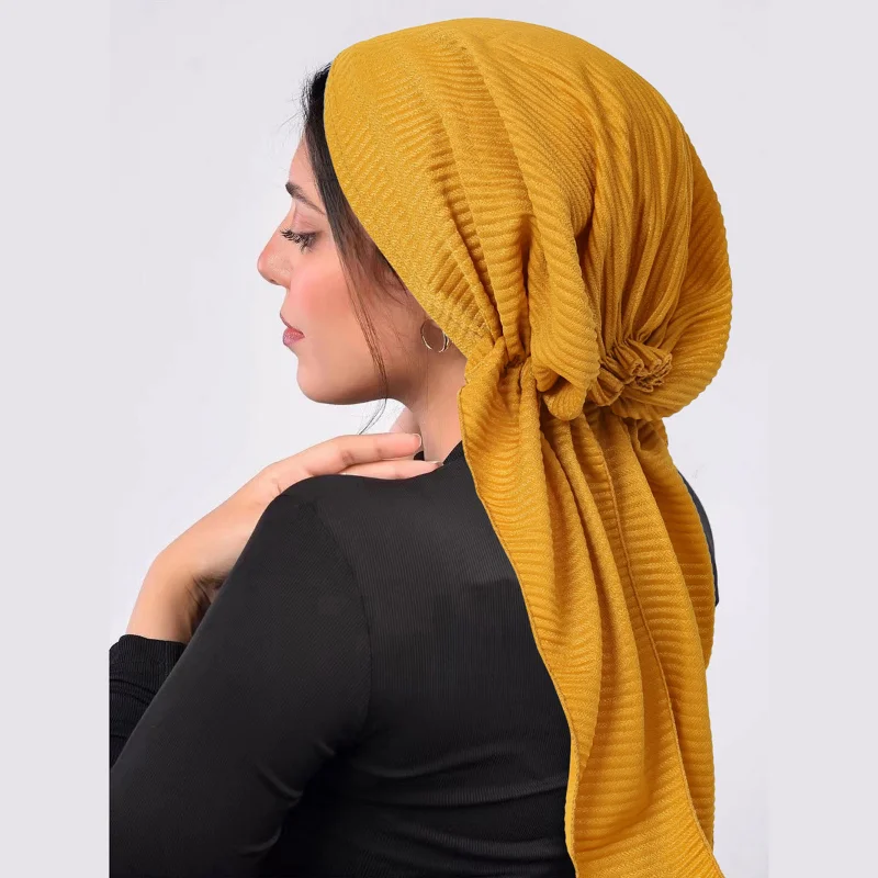 KepaHoo Women Hijab Caps Long Tail Muslim Instant Turban Bonnet Ready To Wear HIjabs Headwrap Islamic Clothing Accessories