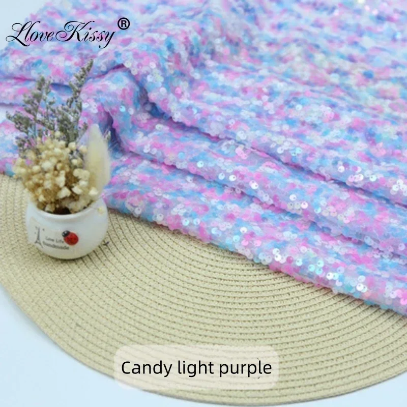 20 Colors 5MM Sequin Embroidered Mesh Fabric DIY Handmade Design Sequin Fabric For Party Wedding Dress Wide：125CM
