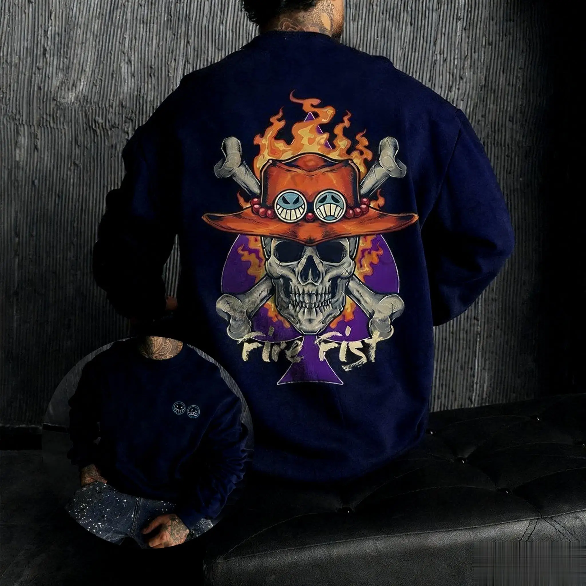 المتضخم خمر قطعة واحدة أنيمي طباعة الرجال النساء البلوز البلوز هوديي الشارع الشهير تأثيري رياضة الخريف موضة Y2k الملابس #5