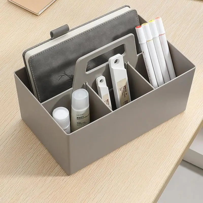Divided Storage Containers Compartment Storage Containers With Handle Stackable Portable Desktop Organizing Supplies, Household