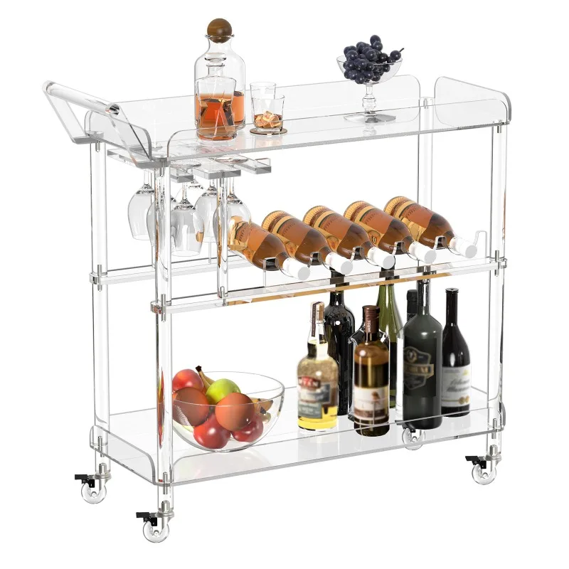 

Acrylic bar cart with wine rack removable bar cart with wheels