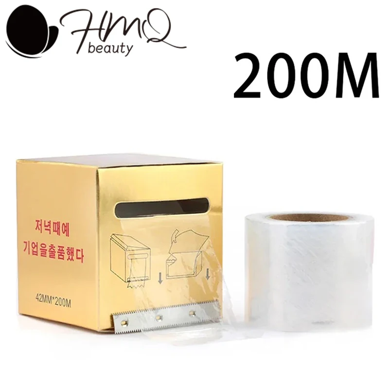 1 rollo de 200M para uso de ojos, envoltura de plástico transparente, película para tatuaje de cejas, extensión de pestañas postizas profesional, herramienta de maquillaje permanente para injerto